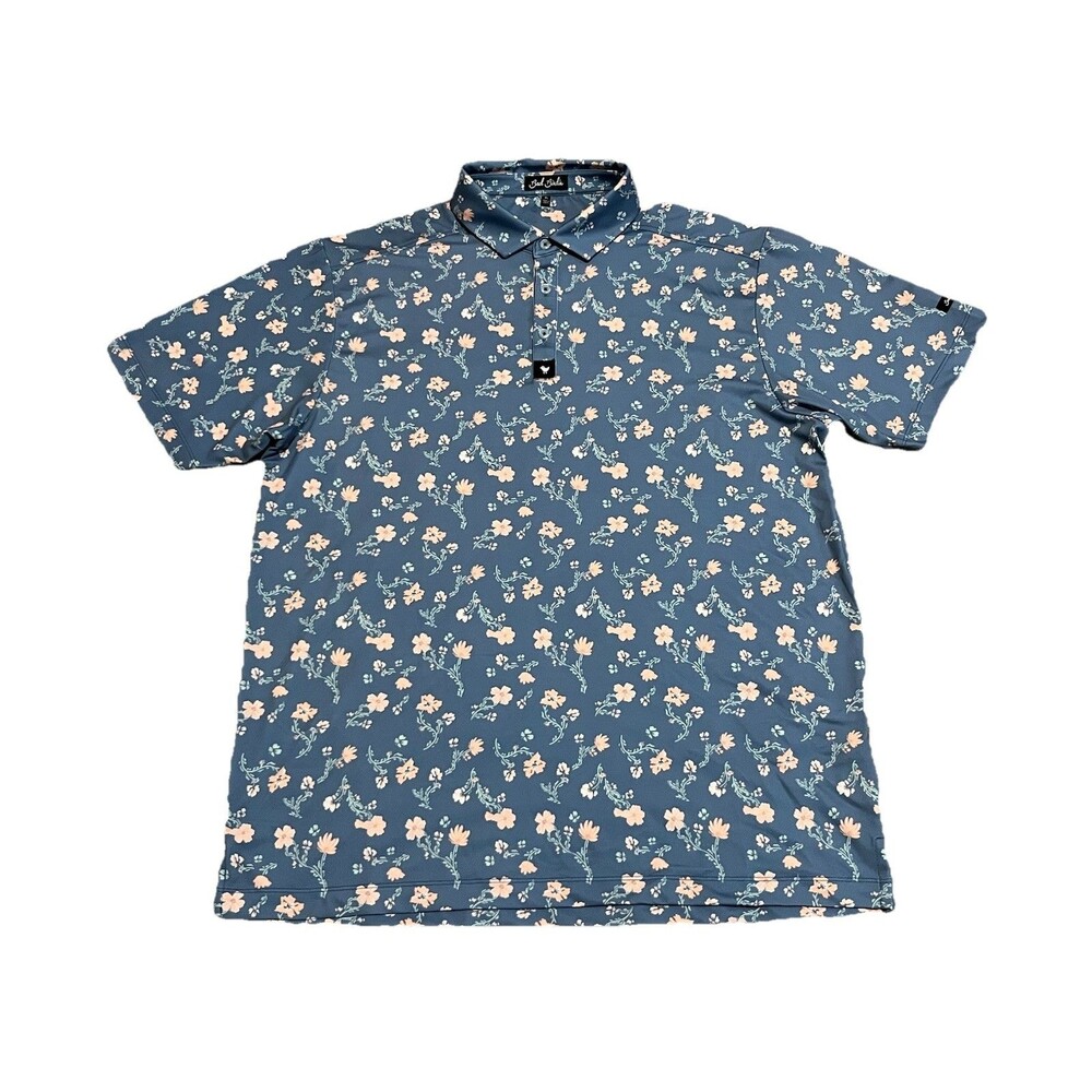 Bad Birdie Core Golf Polo Floral Flowers All Over Print AOP Men’s Size XL - EUC